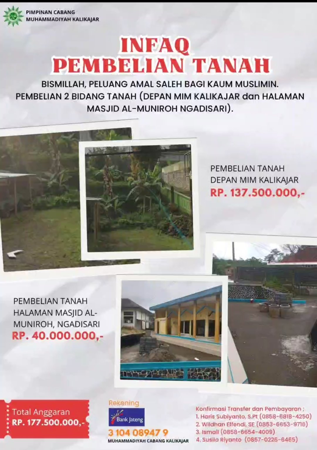 Infaq Pembelian Tanah Masjid Al Muniroh Ngadisari Kalikajar